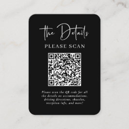 Enkel Modern svart Bröllop-information med QR-kod Tilläggskort