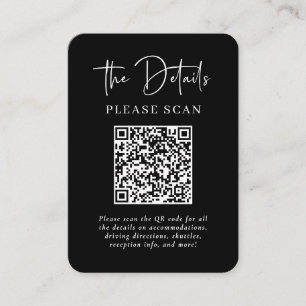 Enkel Modern svart Bröllop-information med QR-kod Tilläggskort