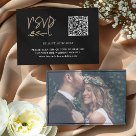 Enkel Modern Svart & Guld QR-kod RSVP OSA Kort