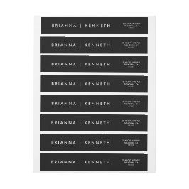 Enkel modern svart med vit Bröllop Etikettband