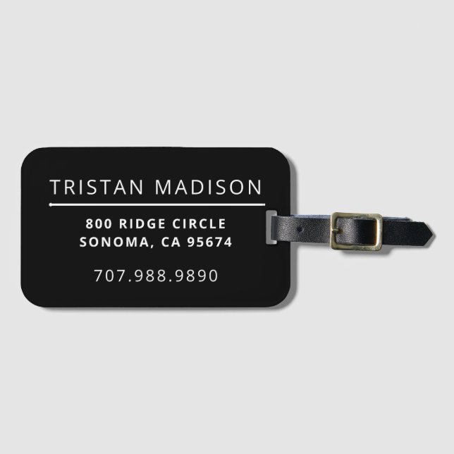 Enkel modern, svart, minimalistisk Anpassningsbar Bagagebricka (Framsida horisontal)