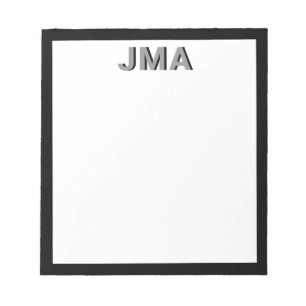Enkel modern svart Monogram Anteckningsblock