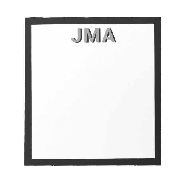 Enkel modern svart Monogram Anteckningsblock (Framsida)