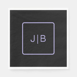 Enkel modern svart monogram och lavender pappersservett
