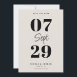 Enkel Modern Svart och Elfenbens Vit Bröllop Spara Datumet<br><div class="desc">Moderna bröllop 'save the date'-kort med enkel minimalistisk chic design i svart och elfenbensfärg.</div>