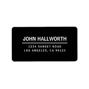 Enkel modern svart och vit adressetikett