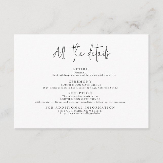 Enkel Modern Svart och Vit Alla Detaljer Tilläggskort (Framsida)