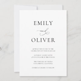 Enkel modern svart och vit Bröllop Inbjudningar