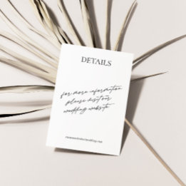 Enkel, modern, svart och vit Bröllop-information Tilläggskort