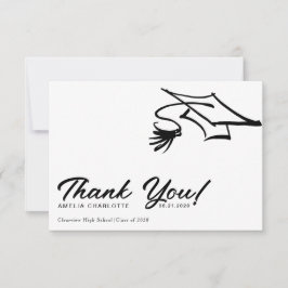 Enkel Modern Svart och Vit Examen Tack Kort