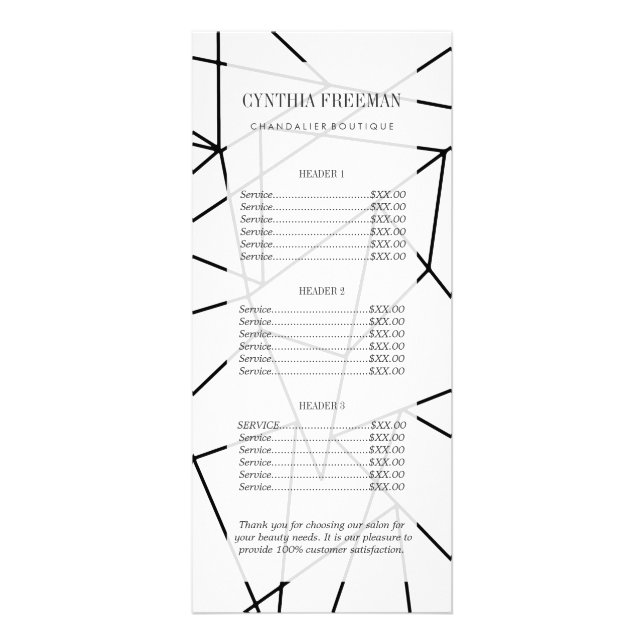 Enkel modern svart och vit geometrisk Mönster Reklamkort (Framsidan)