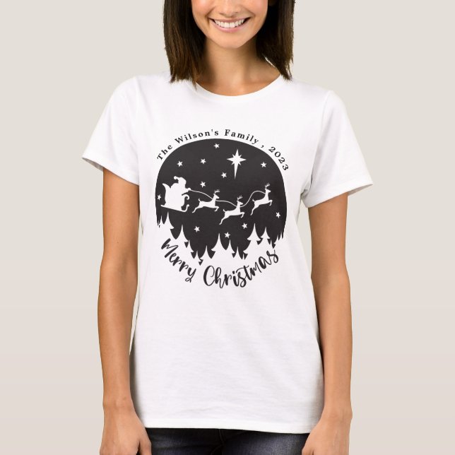 Enkel modern svart och vit jul t shirt (Framsida)