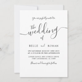 Enkel modern svart och vit kalligrafi Bröllop Inbjudningar