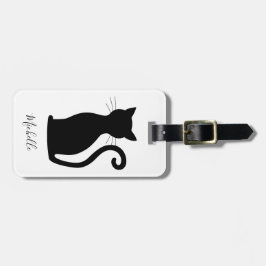 Enkel, modern, svart och vit katt bagagebricka