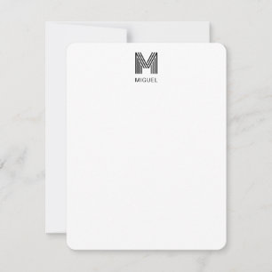 Enkel, modern, svart och vit Monogram Anteckningskort