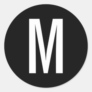 Enkel modern svart och vit Monogram Runt Klistermärke