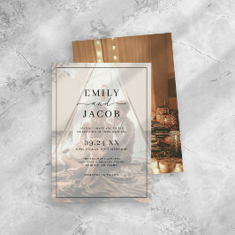 Enkel Modern svart och vit överläggsfoto Bröllop Inbjudningar