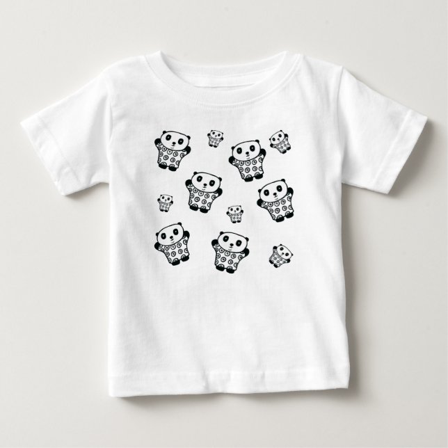 Enkel Modern Svart Och Vit Panda Björn  Tee Shirt (Framsida)
