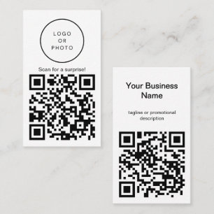 Enkel Modern Svart och Vit QR-kod Logo Upprätt Visitkort