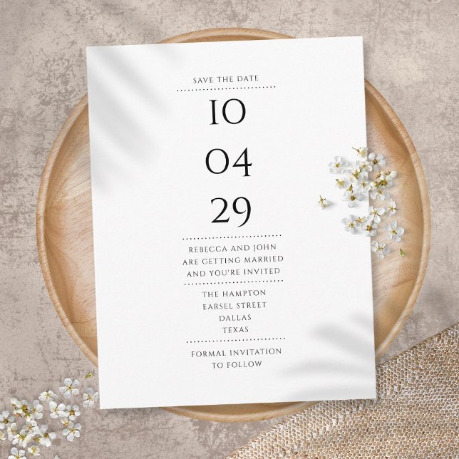 Enkel, modern, svart och vit Spara datumet Vykort (Skapare uppladdad)