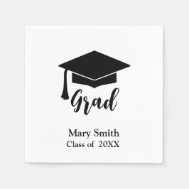 Enkel modern svart och vit Studenten Pappersservett