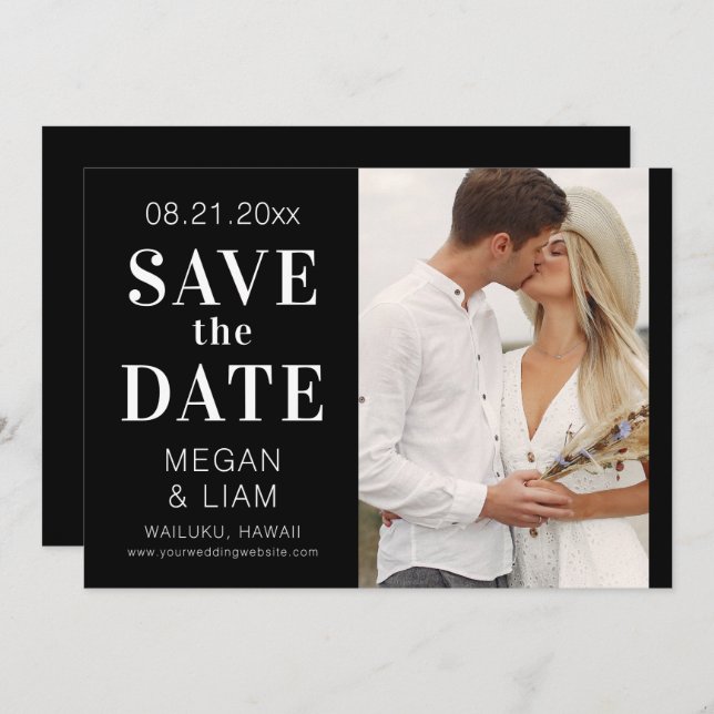 Enkel Modern svart och vitt foto Spara Datumet (Fram/baksida)