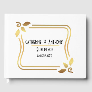 Enkel Modern Svart Skrift Bröllop Gästböcker