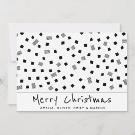 Enkel Modern Svart Vit Mönster God Jul Julkort