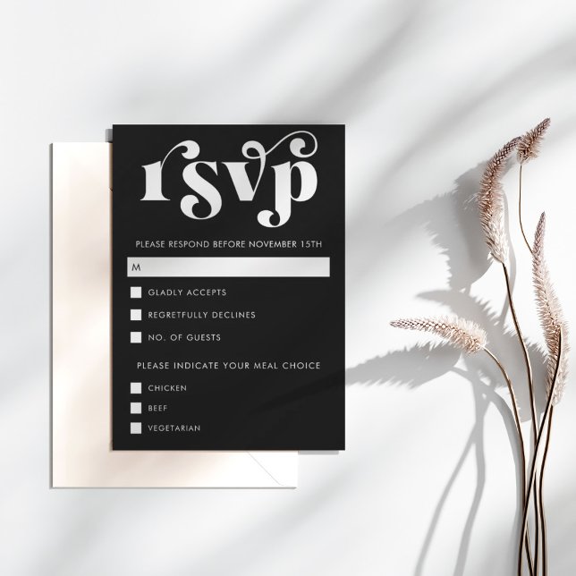 Enkel modern svart & vit RSVP-kort OSA Kort (Skapare uppladdad)