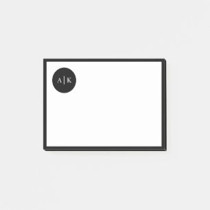 Enkel Modern svartvit cirkel - Monogram Post-it Block
