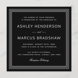 Enkel Modern svartvit inbjudan till Ram-bröllop