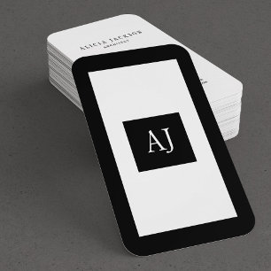 Enkel, modern svartvit monogrammad elegant visitkort