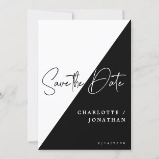 Enkel modern svartvitt Spara datumet Bröllop Inbjudningar