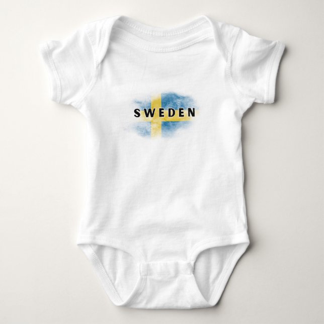 Enkel modern Sverige Flagga Svenir T Shirt (Framsida)