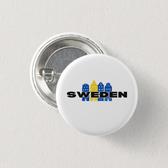 Enkel modern Sverige Svenska land Flagga Souvenir Knapp (Framsida & baksida)