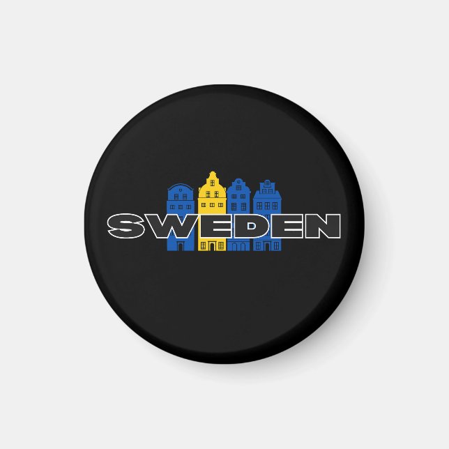 Enkel modern Sverige Svenska land Flagga Souvenir Magnet (Framsidan)