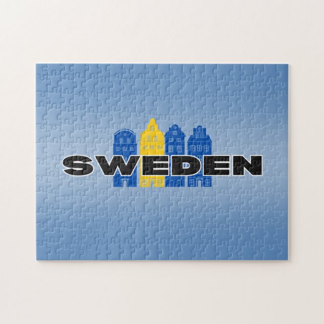 Enkel modern Sverige Svenska land Flagga Souvenir Pussel (Horisontell)