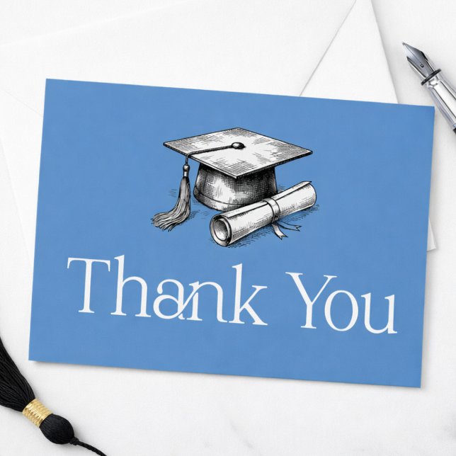 Enkel Modern Tack för Examen Inbjudningar (Graduation Thank You Card. Add your own message. Easy to use. Perfect for a graduate. )