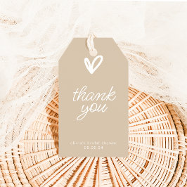 Enkel modern tack-märkning med hjärta presentetikett