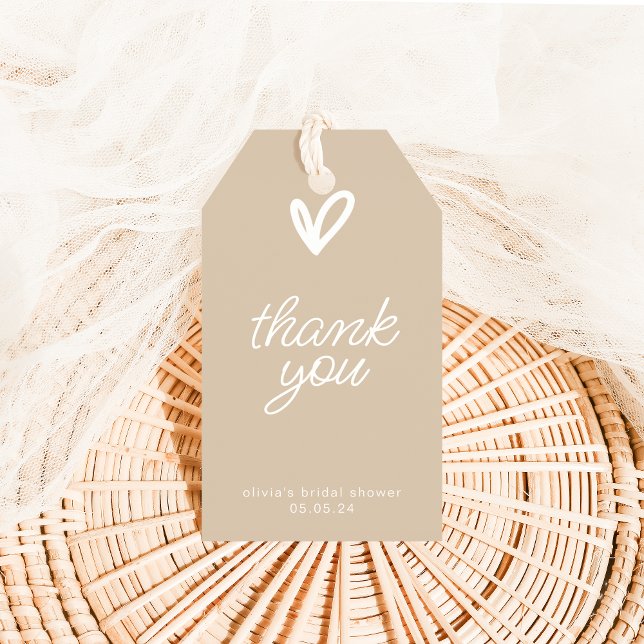 Enkel modern Tack Märkre med hjärta Presentetikett (Skapare uppladdad)