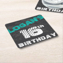 Enkel Modern Teal & Black Tonåring Boy Birthday