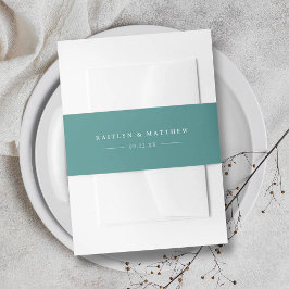 Enkel Modern Teal Grönt Bröllop Band För Inbjudningskort