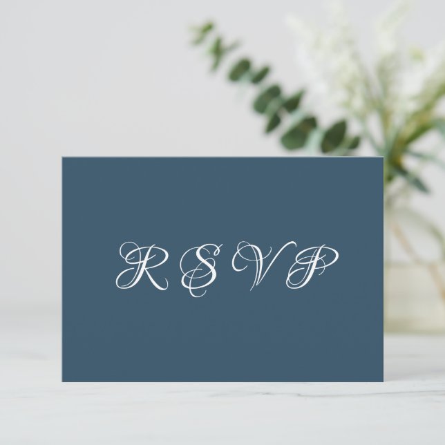 Enkel Modern Teal & Vit Bröllops RSVP OSA Kort (Stående Fram)