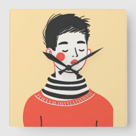 Enkel modern teckning för coola ungdomar fyrkantig klocka