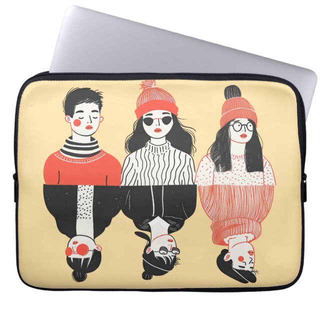 Enkel modern teckning för coola ungdomar laptop fodral (Framsidan)
