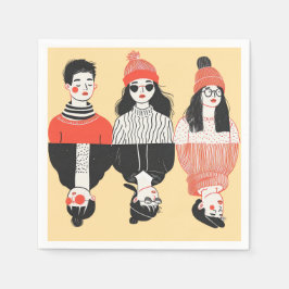 Enkel modern teckning för coola ungdomar pappersservett