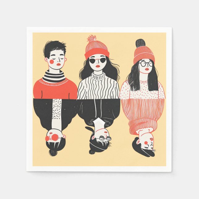 Enkel modern teckning för coola ungdomar pappersservett (Framsidan)