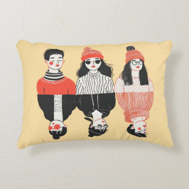 Enkel modern teckning för coola ungdomar prydnadskudde