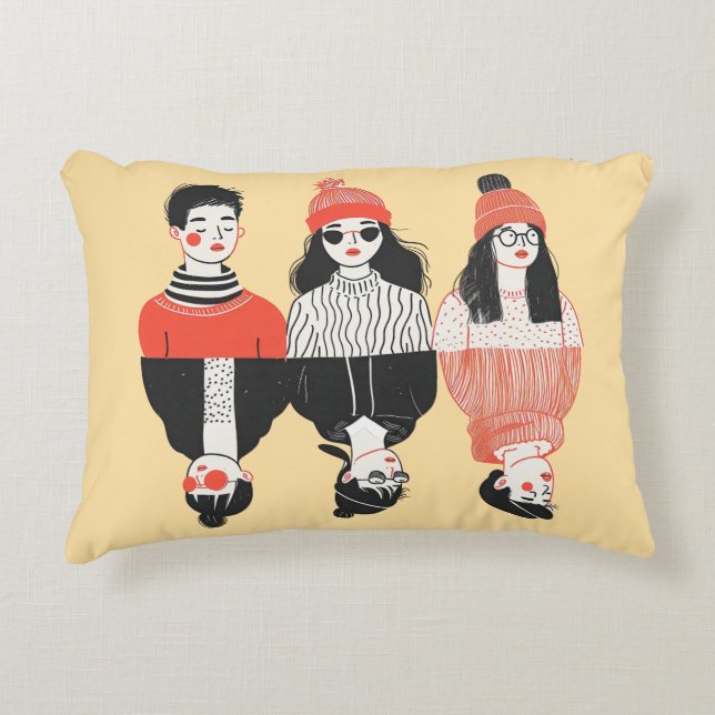 Enkel modern teckning för coola ungdomar prydnadskudde (Framsidan)