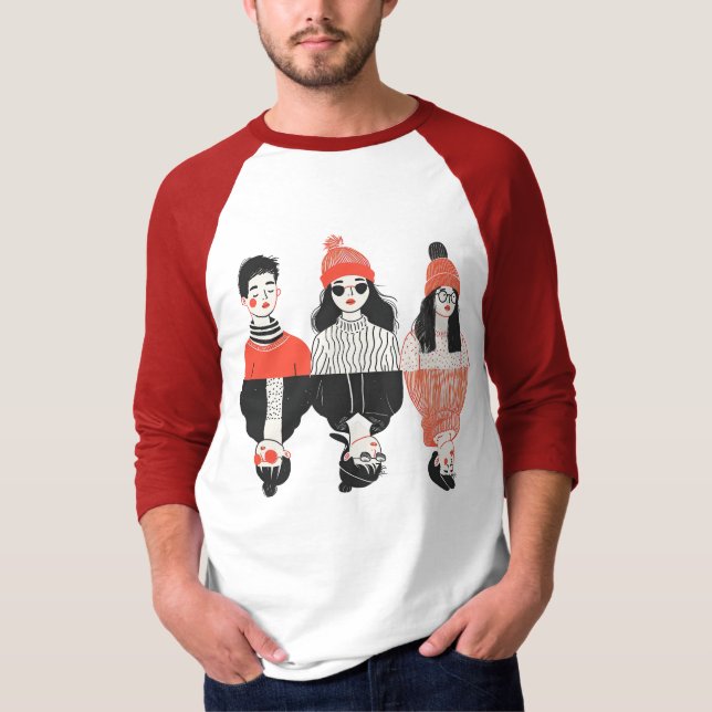 Enkel modern teckning för coola ungdomar t shirt (Framsida)